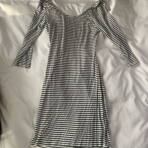 Black and white striped dress